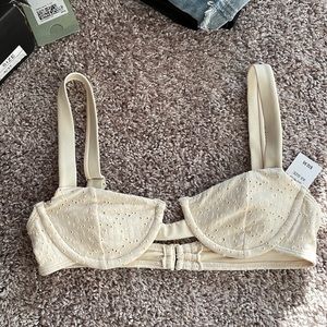 PacSun Cream Eyelet Bikini Top